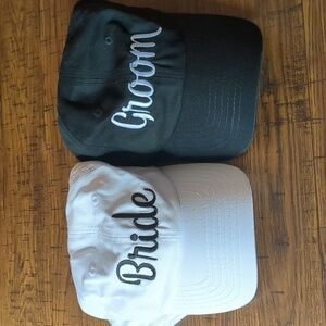 **CLOSING CLOSET SALE. MAKE AN OFFER**!!  BRIDE AND GROOM BASEBALL STYLE CAPS